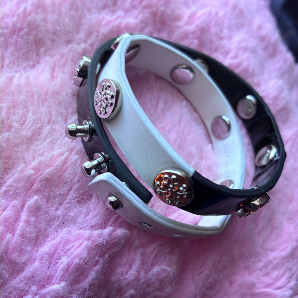 Rustic Cuff Black and White Studded Bracelet - Picture 5 of 6